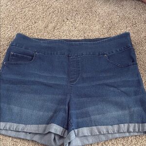 Time and Tru Blue Jean Shorts with Elastic Waistband